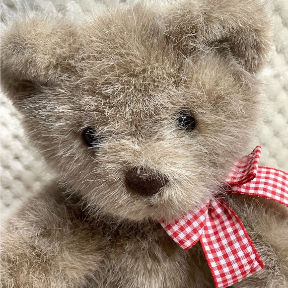 Vintage Ganz Bros Heritage Collection Plush Bear Red Checker Bow Stuffed Animal - Picture 9 of 13